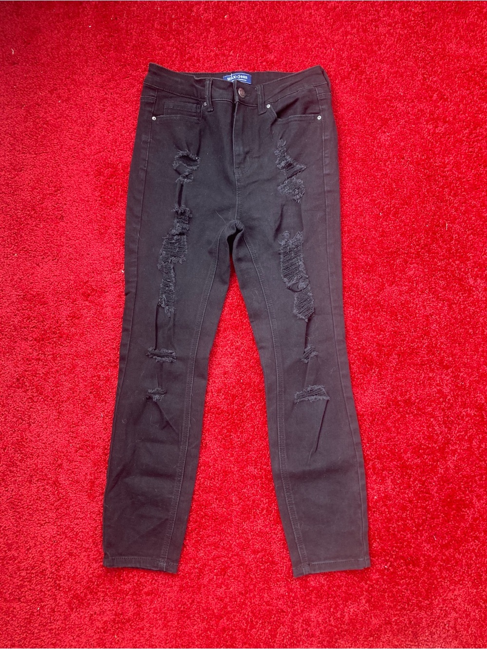 Wax Jean Black Distressed Skinny Jeans Women’s Size 5/27 Waist Casual